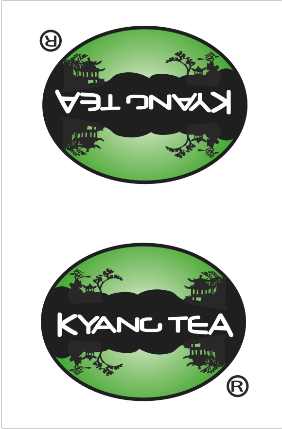 the package for the paper tag holder for a tea bag. A fictitious brand; Kyang Tea.